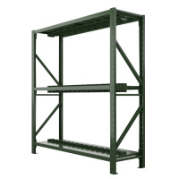 阿拉贡消防铁锹镐农具摆放架安保装备器材存放架绿色货架双层盾牌重型-主架