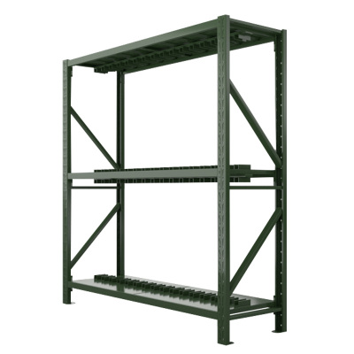 阿拉贡消防铁锹镐农具摆放架安保装备器材存放架绿色货架双层盾牌重型-主架
