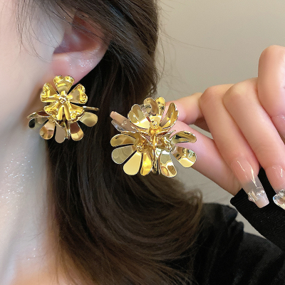 高级感花朵耳环女2024年新款潮小众设计轻奢气质夸张个性百搭耳饰送女朋友老婆情人节七夕生日礼物