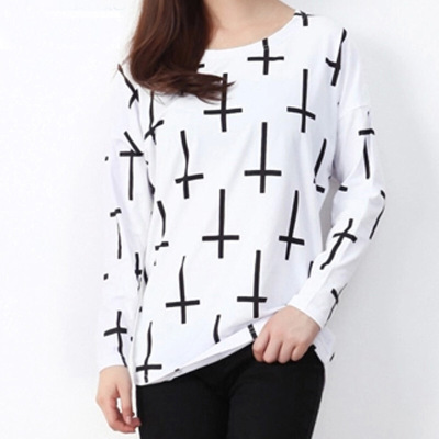 迪鲁奥(DILUAO)新款女装2021年新款秋装女装潮宽松型袖恤女中长款打底初秋上衣欧货大版