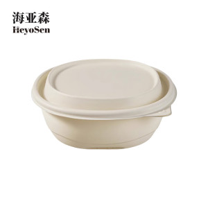 A1018 玉米淀粉可降解一次性圆形餐盒450ml 300套/箱