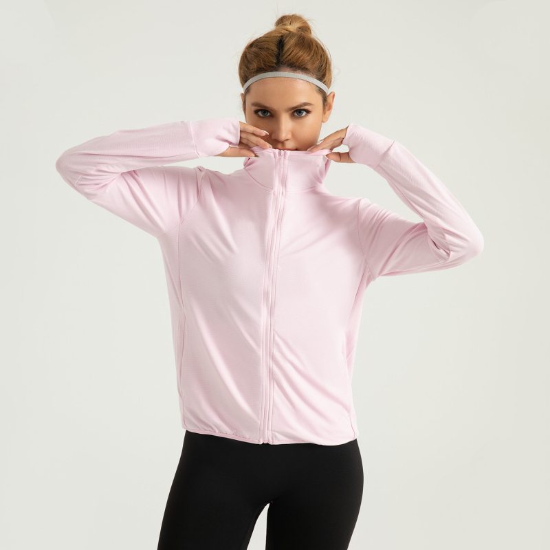 夏季新款连帽防晒外套女户外提花透气防晒衣_70883