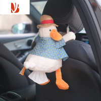 三维工匠车载纸巾盒抽汽车好物抽纸盒车用创意可爱公仔车上扶手箱车内挂式 绿马甲网红鸭纸巾包