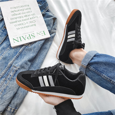 些久港风男鞋春秋学生透气黑色潮牌百搭帆布板鞋男士运动休闲阿甘潮鞋