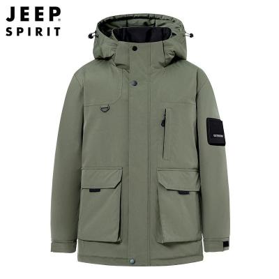 JEEPspirit男羽绒服冬季休闲加厚潮流连帽防寒保暖鸭绒外套5322