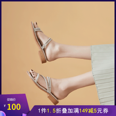 Daphne/达芙妮2021年春夏季新款低跟时尚凉鞋422103528