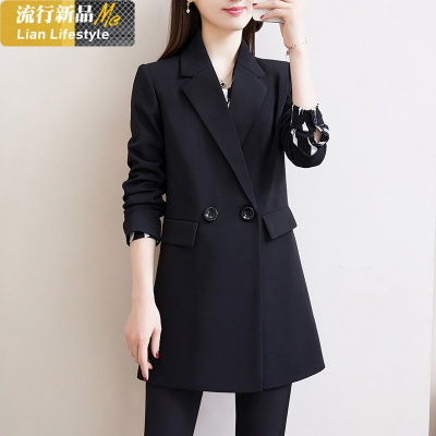 恋名媛特大码中长款休闲女西装胖mm宽松遮肚显瘦洋气减龄春秋季职业西服大码女装