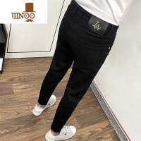 YANXU纯黑色九分修身牛仔裤男夏季薄款2023新款小脚痞帅潮流韩版潮牌