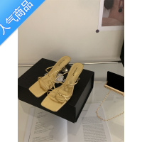 SUNTEK2023年夏季欧美新款高跟罗马凉鞋外穿百搭一字细带露趾细跟凉拖鞋