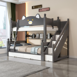 欧梵森 小猪款橡胶木儿童床男女孩现代双层上下子母床小户多功能实木高低床儿童高低床儿童家具小孩床卧室上下母子床