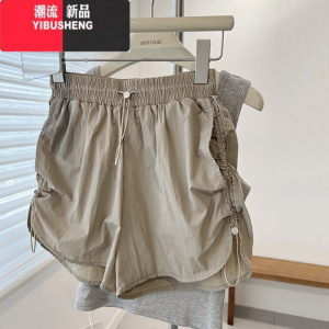YIBUSHENG广州十三行高货~速干冰丝凉凉休闲阔腿短裤子女季薄款百搭