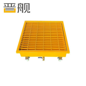 晋舰防渗漏金属托盘化学品油桶危废液体容器防泄漏黄色小号滑轮带铁网