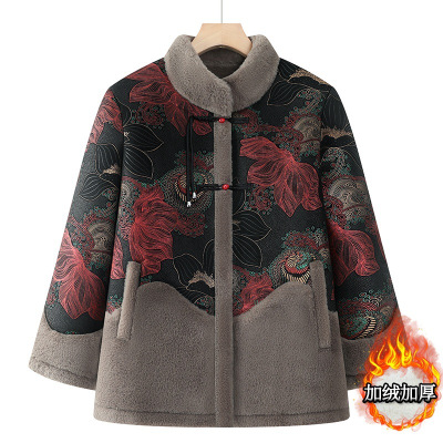 新款加绒妈妈仿皮60岁中老年人保暖外套80岁宽松奶奶装老人家衣服