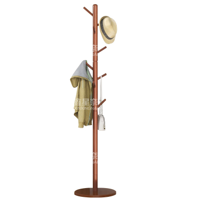 鑫星奈 XXN4041304 落地衣帽架家用卧式挂衣架胡桃色圆盘