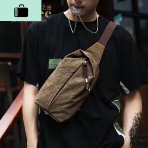 胸包男士单肩包潮流腰包运动胸前小背包新款复古帆布休闲斜挎包男NEW LAKE男士腰包
