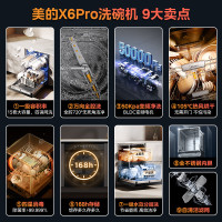 美的(Midea)[万向X6Pro]嵌入式洗碗机15套一级容积率105℃热风烘干四星消毒7天存储变频自清洁滤网洗消一体