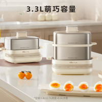 小熊智能定时煮蛋器 黄色不锈钢内胆机械控制多功能蒸煮电器