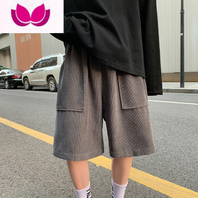 七斓灯芯绒短裤男夏季运动裤子潮流宽松美式篮球五分裤薄款休闲大裤衩