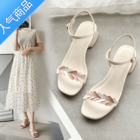 SUNTEK卓诗妮凉鞋女2023夏季新款粗跟舒适百搭中跟一字时尚仙女风女鞋子