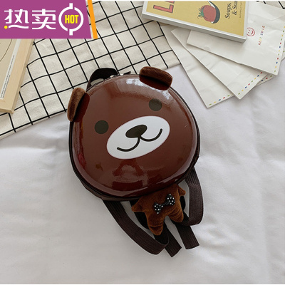 NEWLAKE防走失儿童书包幼儿园2-3-5岁宝宝幼儿背包男孩女童可爱双肩包潮深棕色小熊送牵引绳