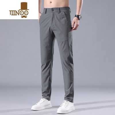 YANXU冰丝休闲裤男士夏季薄款速干凉感运动长裤子2023夏天宽松直筒西裤