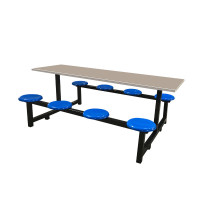 域赢可折叠食堂餐桌椅学校公司饭堂桌子公用连体桌椅八人位防火板桌面
