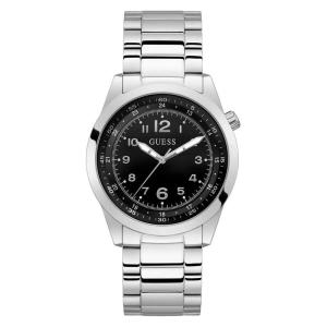 GUESS男士经典银色优雅腕表时尚商务休闲手表配饰 Black