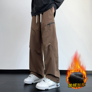 秋冬季美式机能风冲锋裤青少年宽松直筒休闲裤高质感穿搭