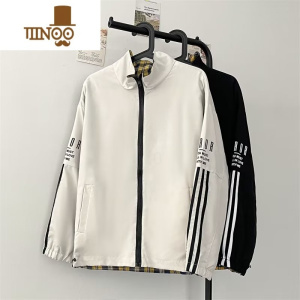 YANXU双面穿冲锋衣外套男士秋季新款港风日系格子夹克装痞帅上衣潮