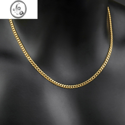 JiMi潮牌 钛钢金色嘻哈细古巴项链潮ins男女同款Cuban锁骨毛衣链