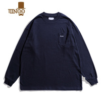 YANXUBellken 280G日系简约纯色圆领衫男女内搭复古潮流长袖口袋T