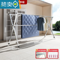 敬平晾衣架落地折叠室内家用阳台室外不锈钢卧室凉伸缩式杆晒被子器 加粗加强三杆实用款2.0米[带加固杆]晾晒更稳固 大