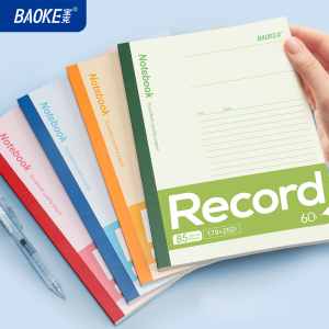 宝克(BAOKE)805B 白卡纸封面笔记本子无线胶装软抄本办公记事本软面抄学生日记作业本[B5/80张]混色 1本装