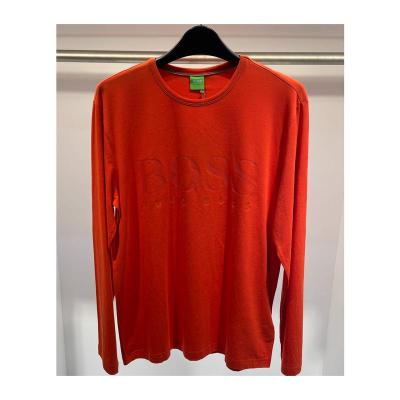 Hugo boss雨果波士长袖T恤男透气舒适百搭耐穿棉质弹力修身橙色