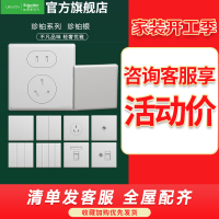 施耐德电气开关插座 珍铂金属系列珍铂银色 五孔插座 三孔 电源插座 二三插86型铝合金墙壁插座 USB插座 电视电脑插座