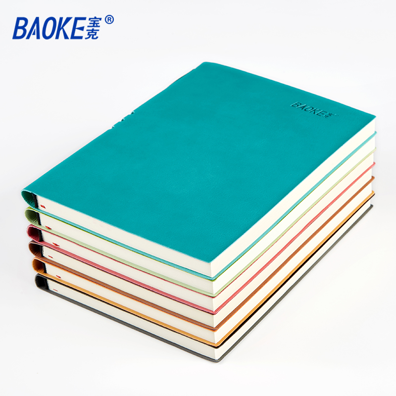 宝克(BAOKE)NB2218 商务加厚18K记事本PU皮面本可插笔日记本笔记本128页/本 随机颜色 1本装