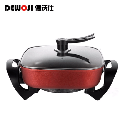 德沃仕 家用多功能电热锅 5升大容量双发热管 电煮锅电火锅 型号:DWS-1200
