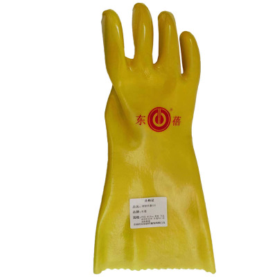 东蓓浸塑手套035 均码 长35cm 黄色 内层化纤针织布 外层PVC 耐油耐酸碱 1副