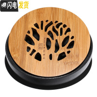 三维工匠黑陶小茶盘圆形储水式干泡台紫砂壶茶道功夫茶具竹制托盘旅行茶台 黑陶茶盘清韵