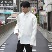 SUNTEKMRCYC新款长袖秋季宽松衬衫男士韩版潮流痞帅气休闲衬衣色上衣衬衫