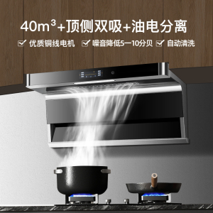 [保五年]欢呼好太太抽油烟机40立方大吸力 顶侧双吸7字型油烟机厨房单烟机吸油烟机定频 B919自行安装