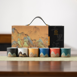 苏氏陶瓷(SUSHI CERAMICS)手绘釉画彩千里江山六色杯