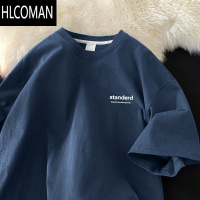 HLCOMAN2025夏季新款情侣短袖t恤男女潮牌原宿风半袖ins宽松圆领印花上衣