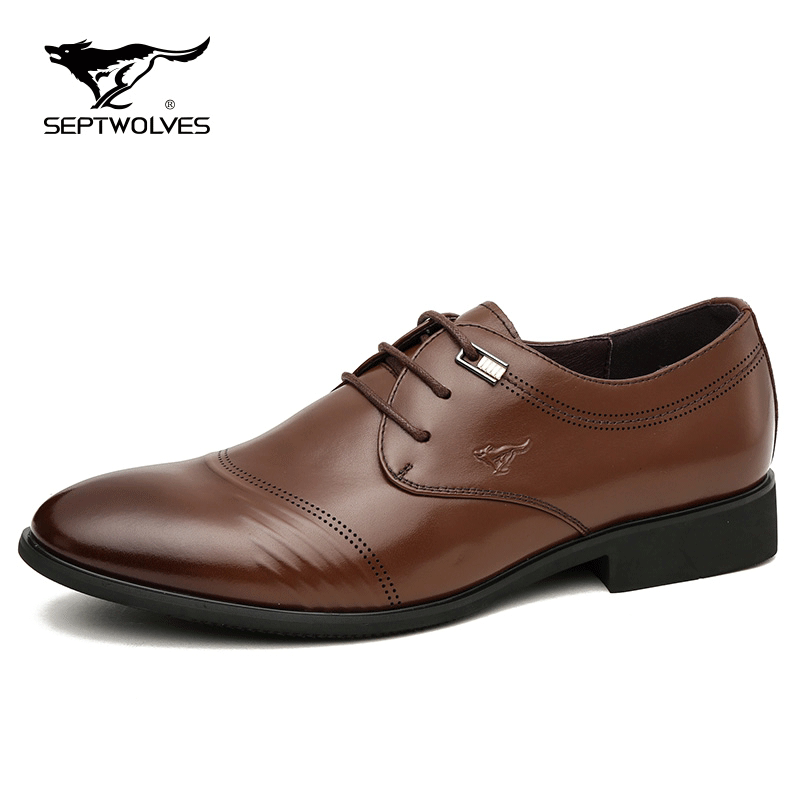 七匹狼皮鞋男士商务正装工作鞋夏季透气英伦休闲爸爸皮鞋真皮软底