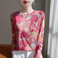 厂家2025春夏新款薄款扎染印花打底衫女内搭长袖上衣小衫女