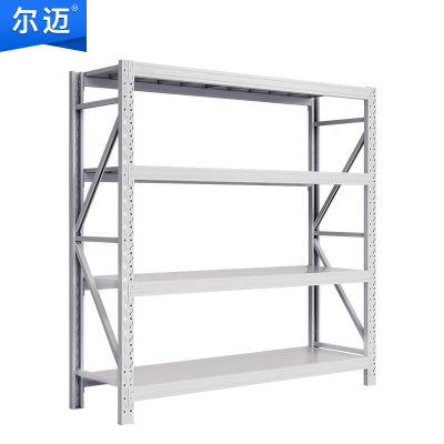 尔迈 仓储货架置物架货物展示架超市仓库钢制金属重型货架 200*200*60cm 500kg/层-灰白色