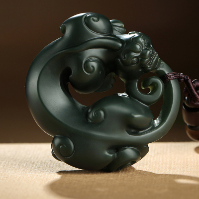 印象眸和田玉手把件青玉细料立体雕刻骊龙男款玉石挂件附送证书手把件