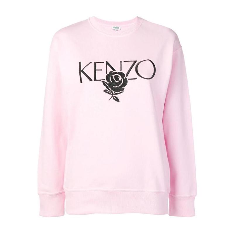 高田贤三(Kenzo)女士运动卫衣刺绣玫瑰徽标长袖罗纹圆领舒适百搭