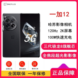 [原封]OPPO 一加12 岩黑 12GB+256GB 哈苏全焦段超光影影像 2K 东方屏 第三代高通骁龙 8 旗舰芯片