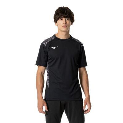 Mizuno运动速干透气T恤男款 slim合体排汗训练衫 肩侧印花散热舒适